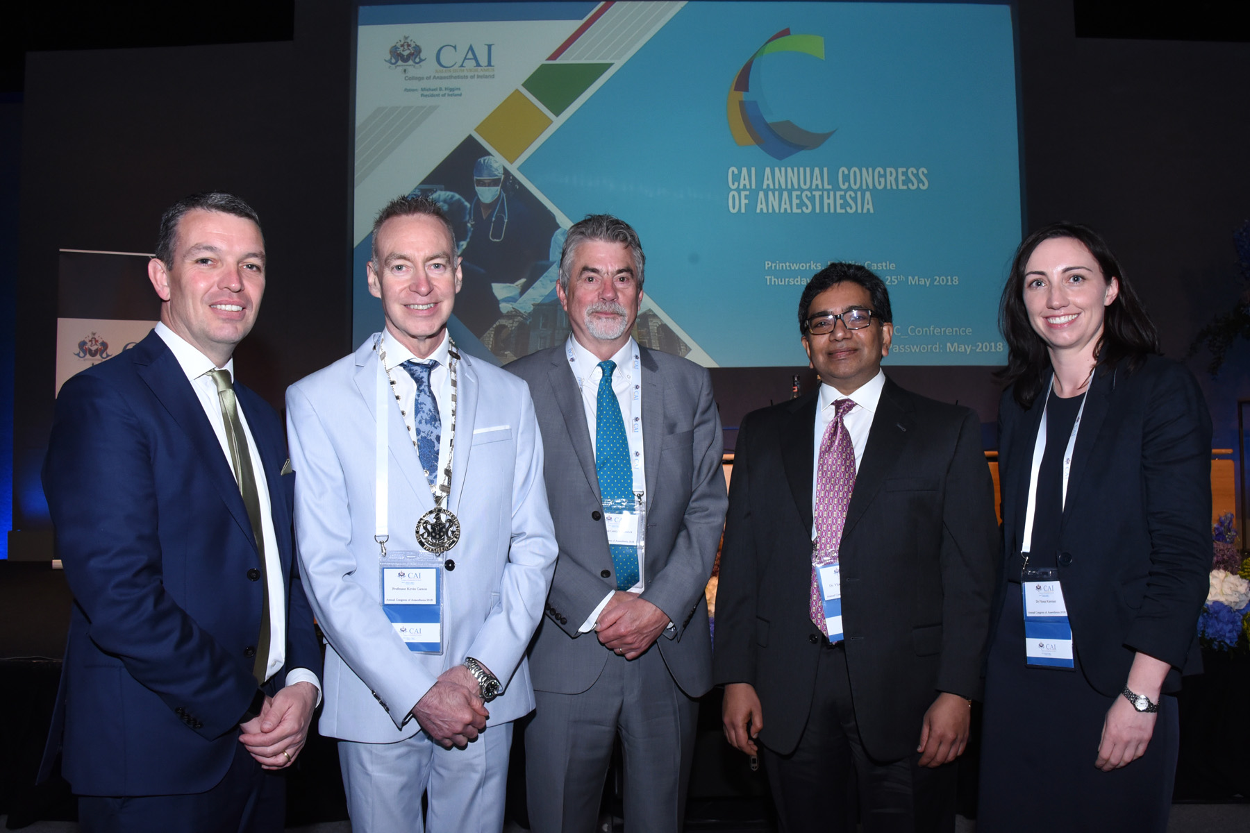 College of Anaesthesiologists of Ireland Annual Congress 2018 - Mr Martin McCormack, CEO, CAI, Prof Kevin Carson, Prof Gerry Fitzpatrick, Dr Vijay Gottummukkala and Dr Fiona Kiernan,